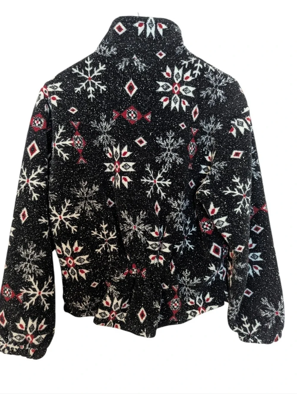 TSUNAMI Vintage Black Snowflake Zip-Up Fleece Medium